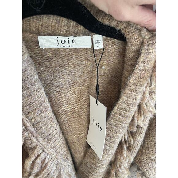 NWT $378 Joie Klara‎ Wool/alpaca Belted Fringe Cardigan Caramel XS Super Soft - Picture 6 of 11